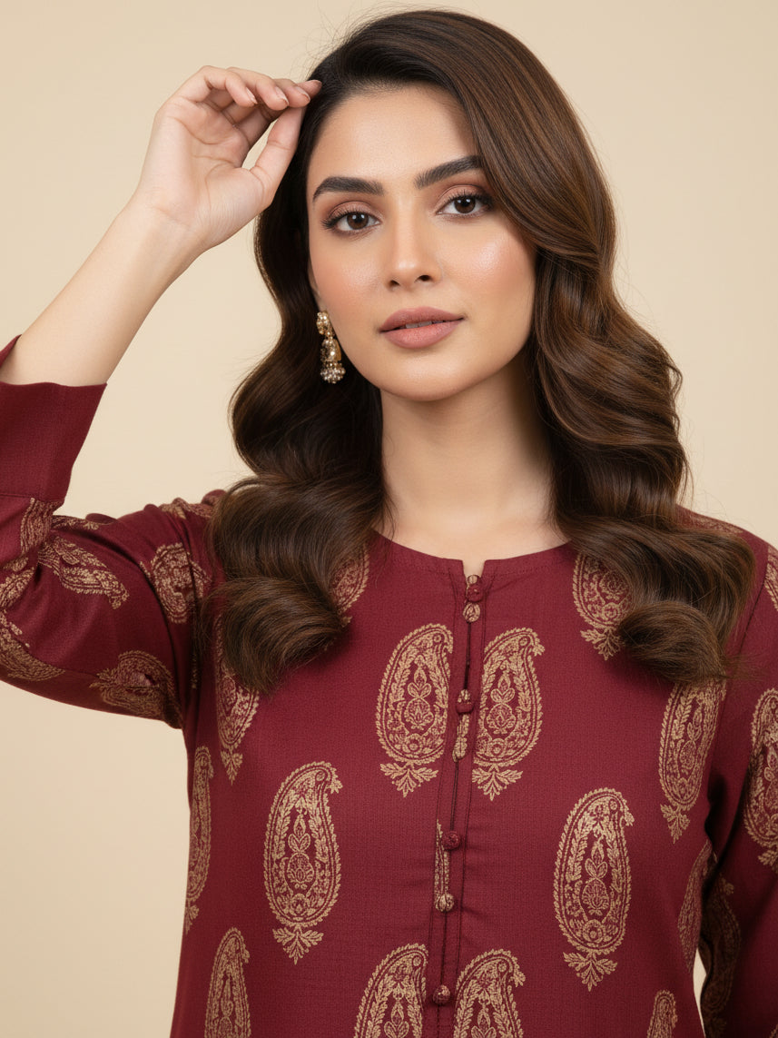 Premium Dhanak 2 PCS Printed Kurta Set ( Pret )