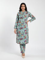 Mint Flora Cotton Blend Suit