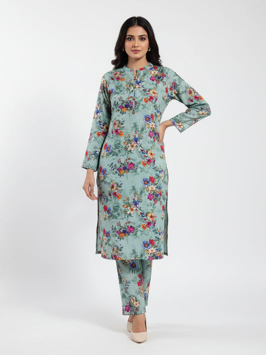 Mint Flora Cotton Blend Suit