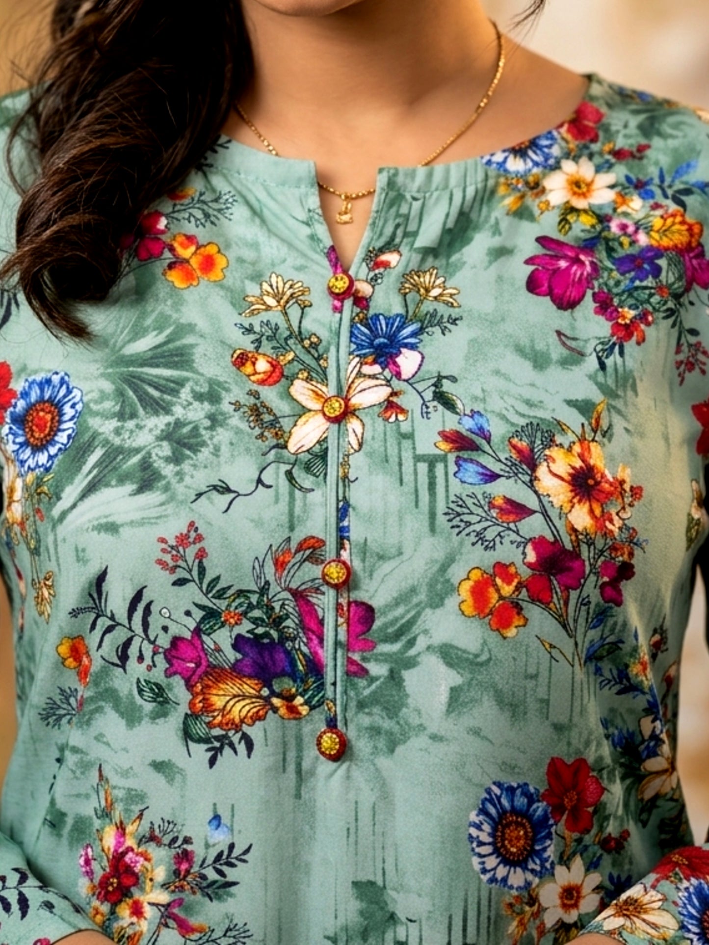 Mint Bloom 2 PCS Printed Kurta Set